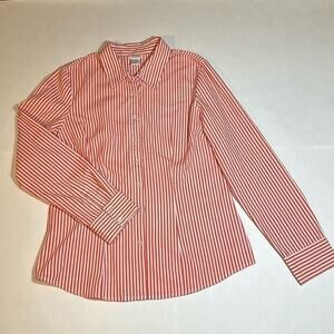 Prototype Button-Front Shirt Striped burn orange White Top Long Sleeve Size L
